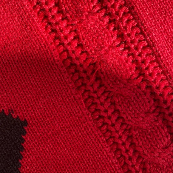 VTG 80s/90s Jantzen Red/Black Argyle Chunky Knit Crewneck Fisherman Sweater - Picture 11 of 12